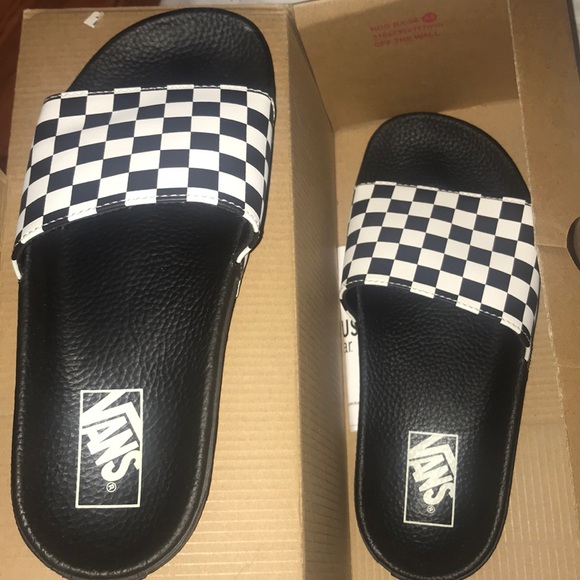 black and white checkered slides